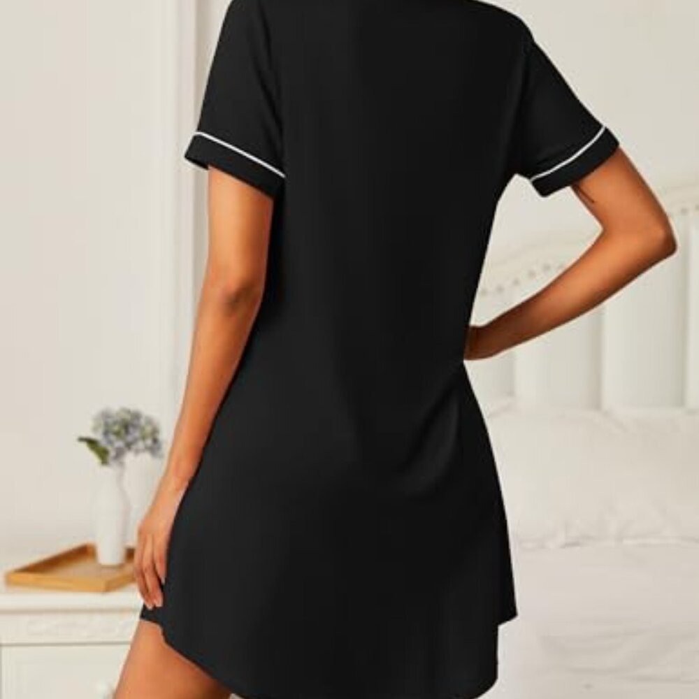 Soft Button Down Nightshirt Oversized Boyfriend P… - image 5